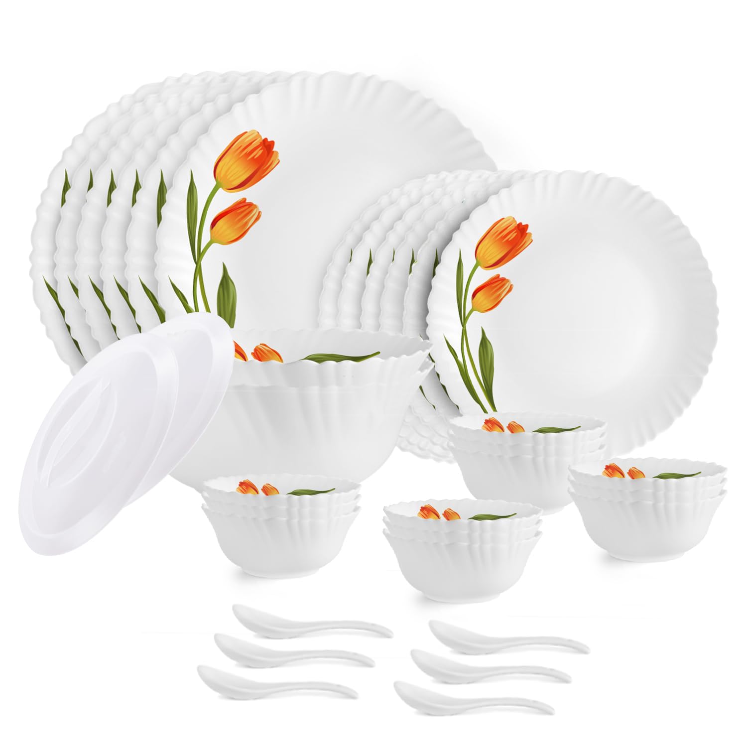 Cello Opalware Dazzle Series Spring Tulip Dinner Set | Microwave